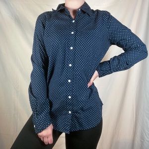 AEROPOSTALE PRINCE & FOX BLUE POLKA DOT BUTTON DOWN SHIRT